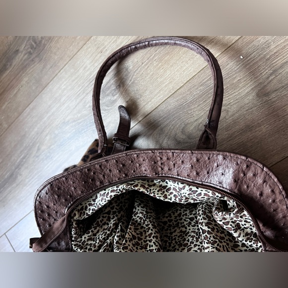 Leopard Print Tote Bag with Brown Accents - Picture 9 of 10